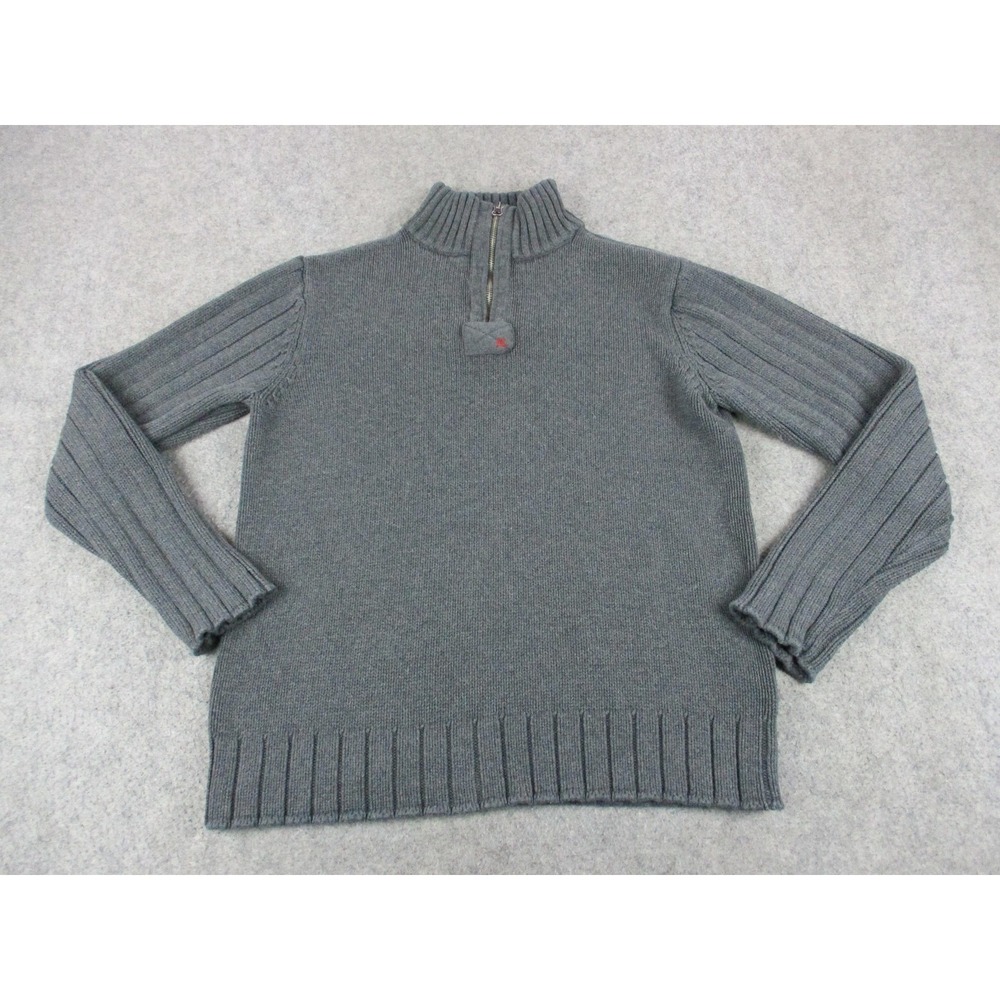 Ralph Lauren Sweater Mens Medium Gray Polo Jeans 1/4 Zip Chunky Knit Sweatshirt